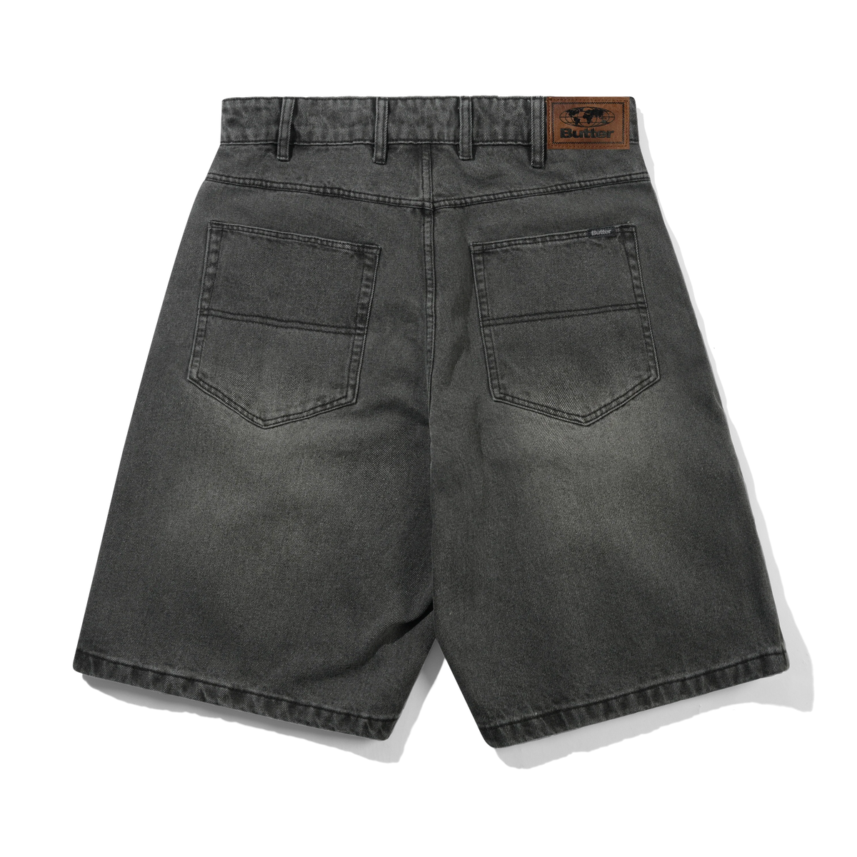 Baggy Denim Shorts, Faded Black