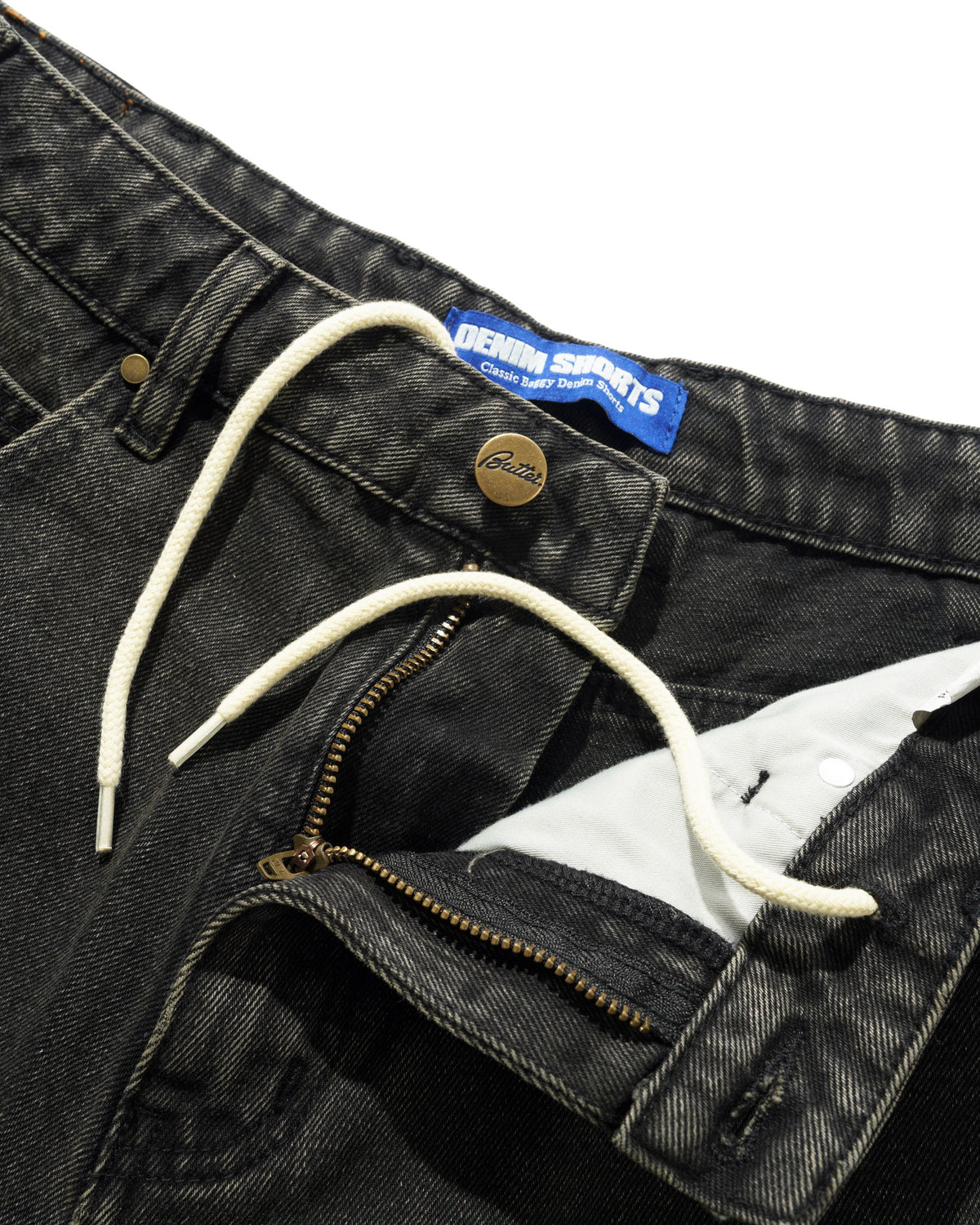 Baggy Denim Shorts, Faded Black