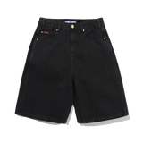 Baggy Denim Shorts, Flat Black