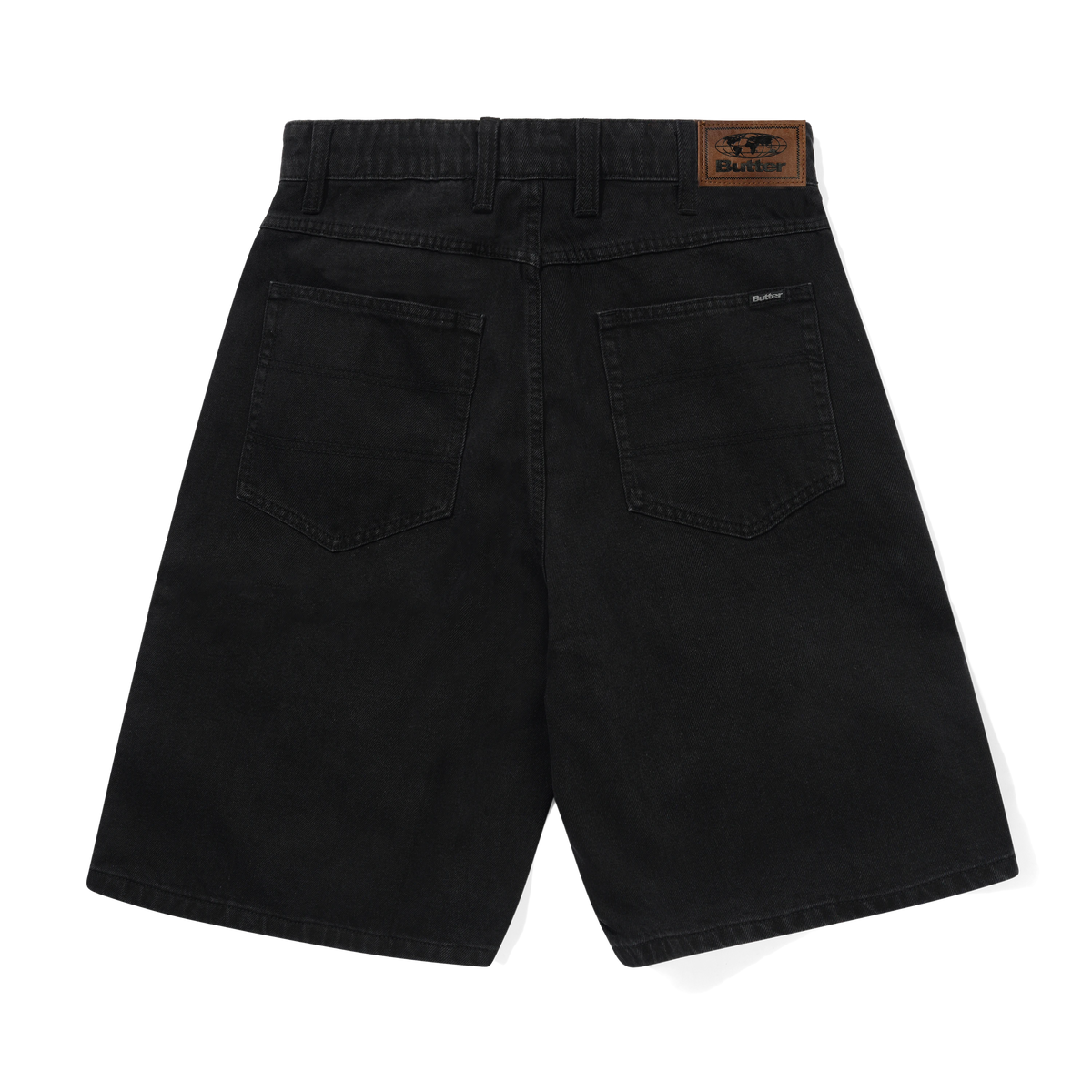 Baggy Denim Shorts, Flat Black