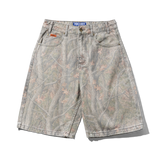 Baggy Denim Shorts, Forest Camo