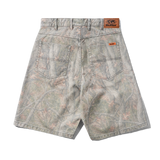 Baggy Denim Shorts, Forest Camo