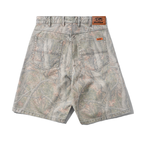 Butter Goods Baggy Denim Shorts, Forest Camo