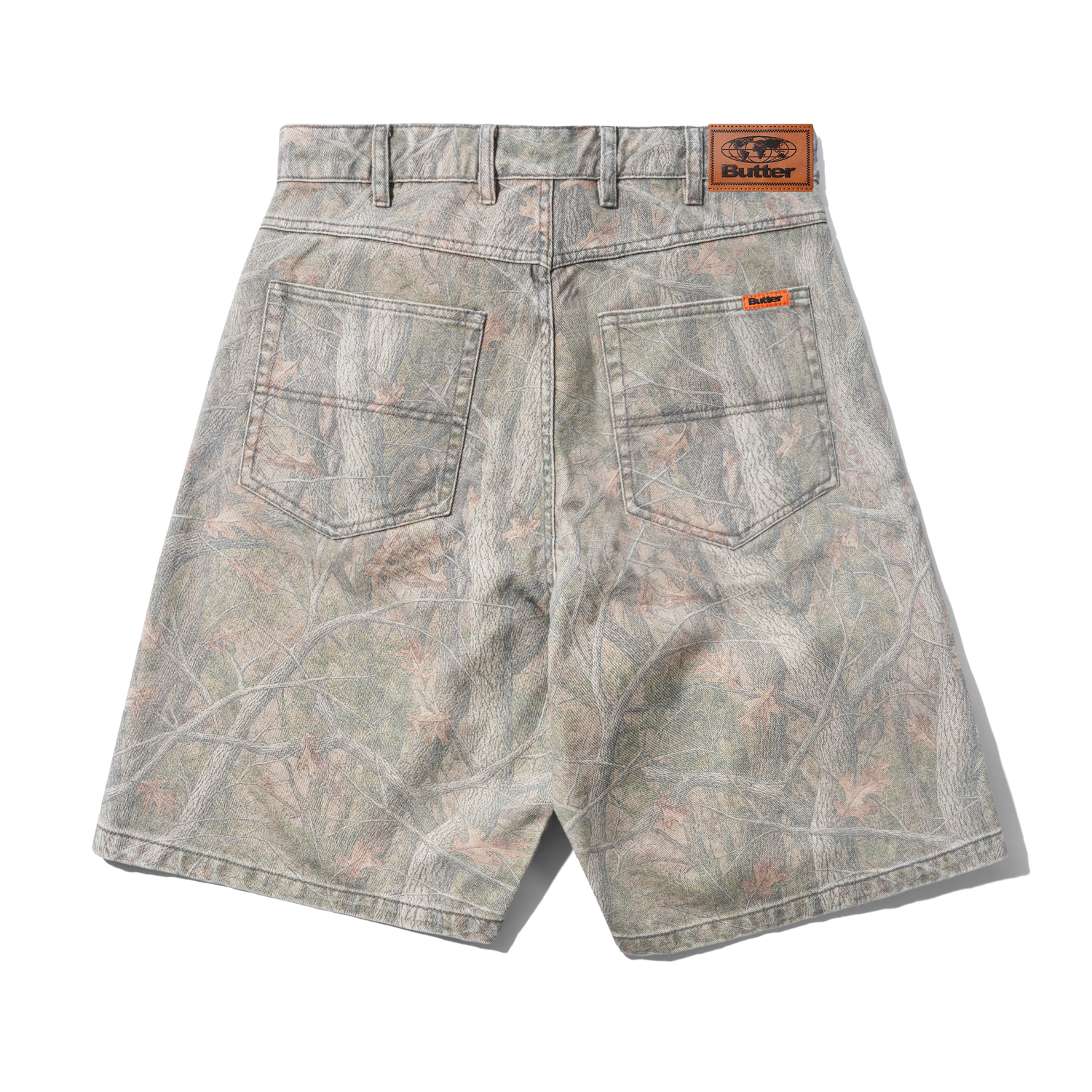 Baggy Denim Shorts, Forest Camo