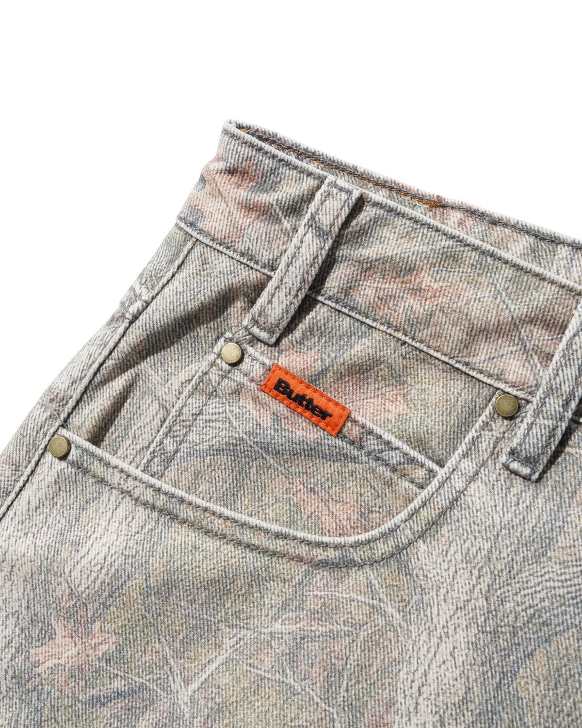 Baggy Denim Shorts, Forest Camo