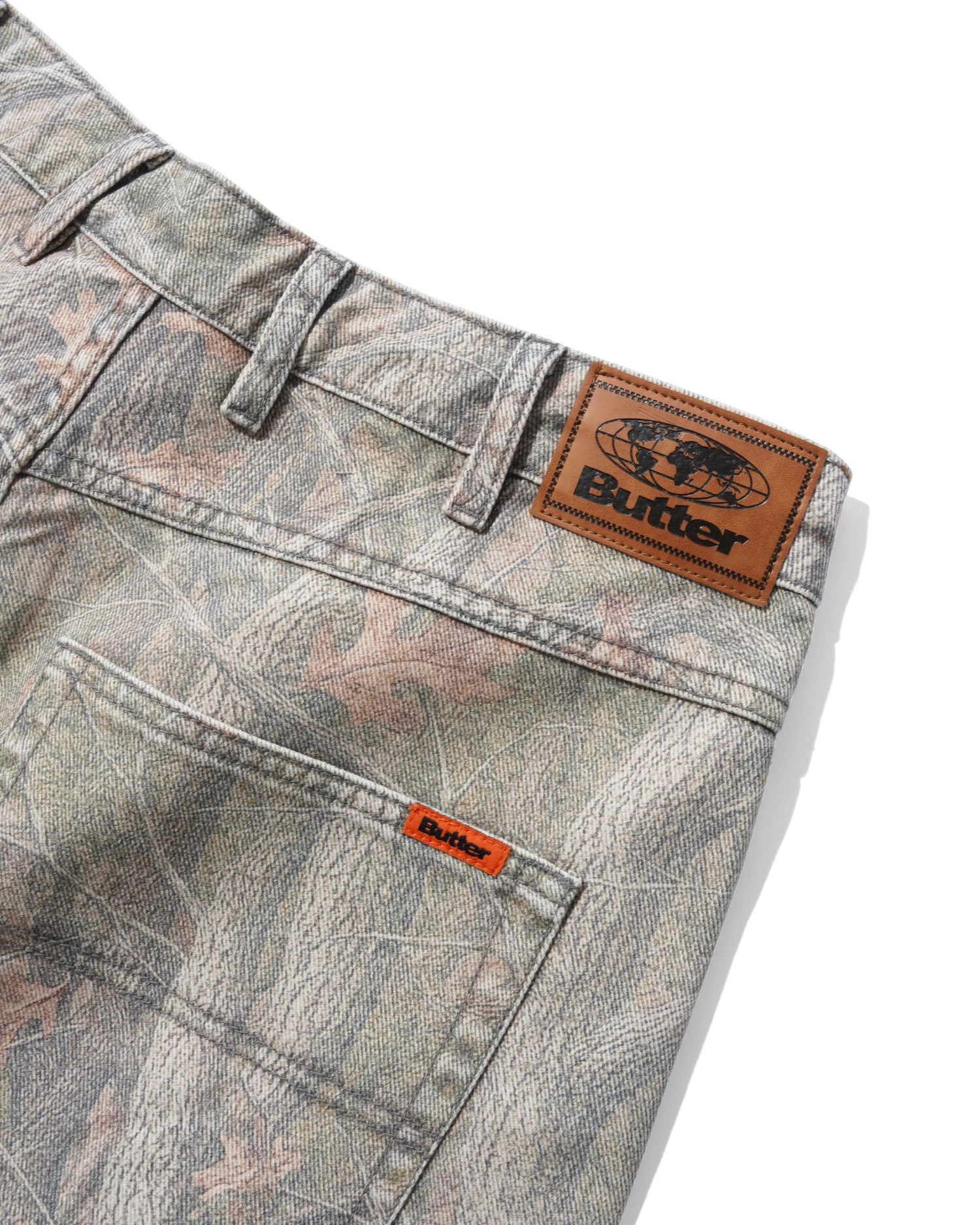 Baggy Denim Shorts, Forest Camo