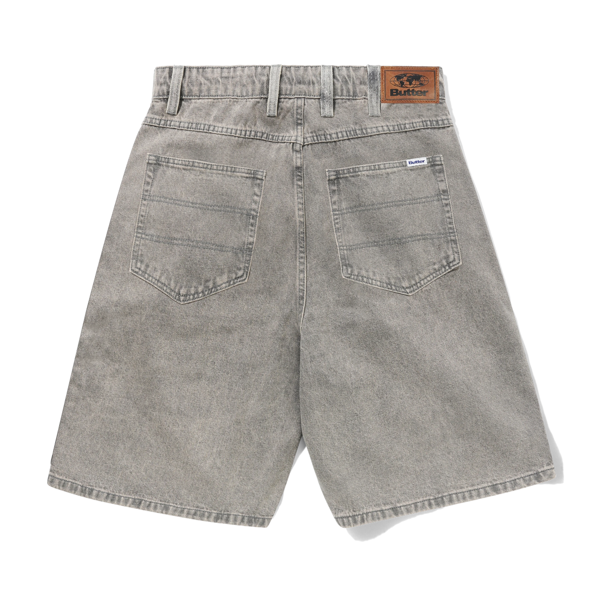Baggy Denim Shorts, Grey Wash