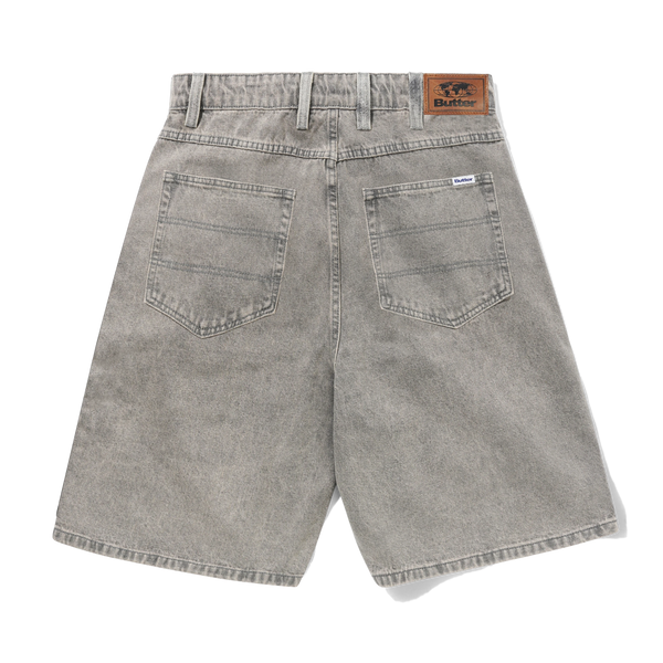 Butter Goods Baggy Denim Shorts, Grey Wash