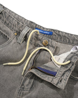 Baggy Denim Shorts, Grey Wash