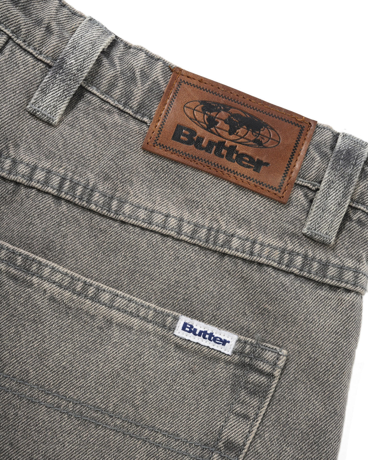 Baggy Denim Shorts, Grey Wash
