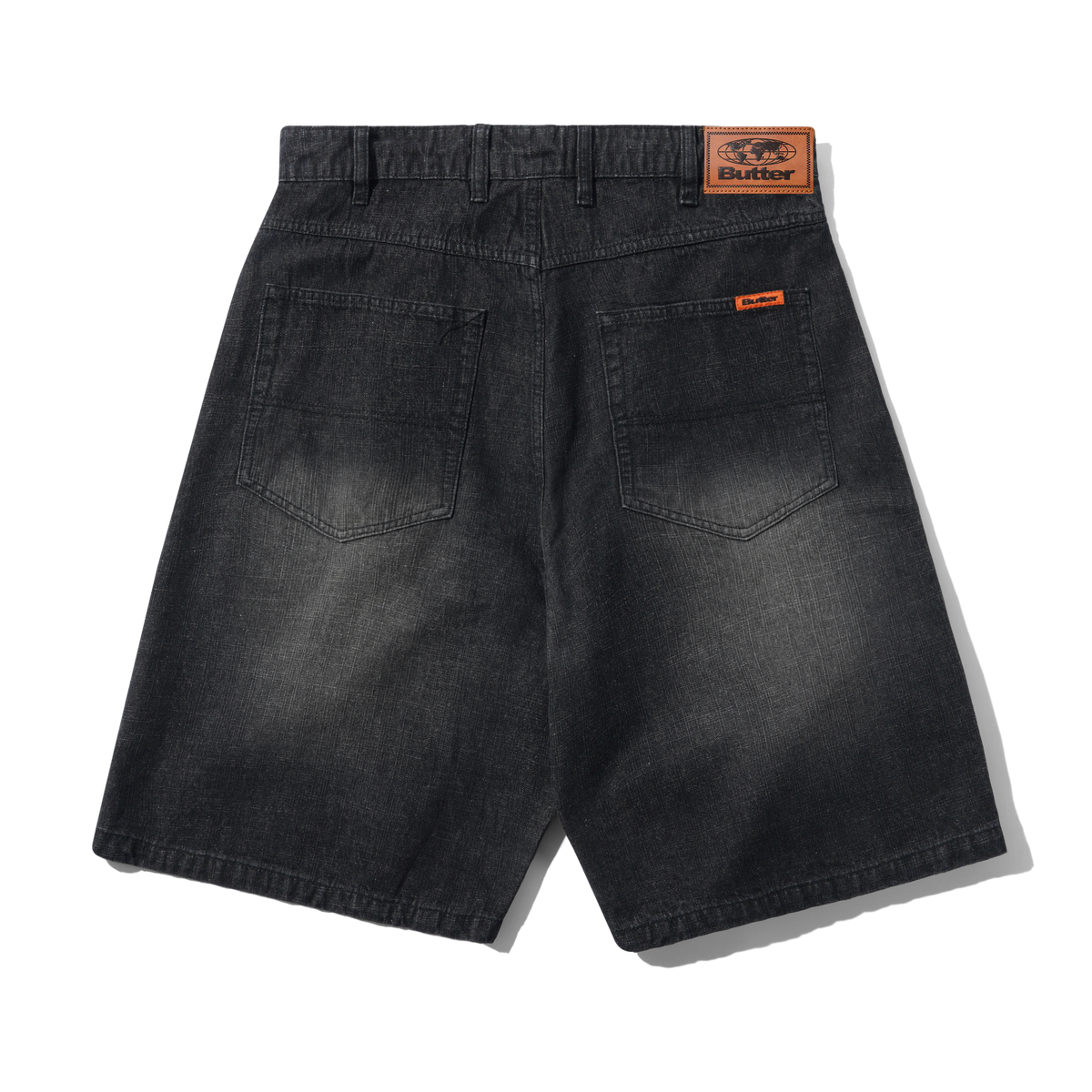 Baggy Denim Shorts, Slub Black