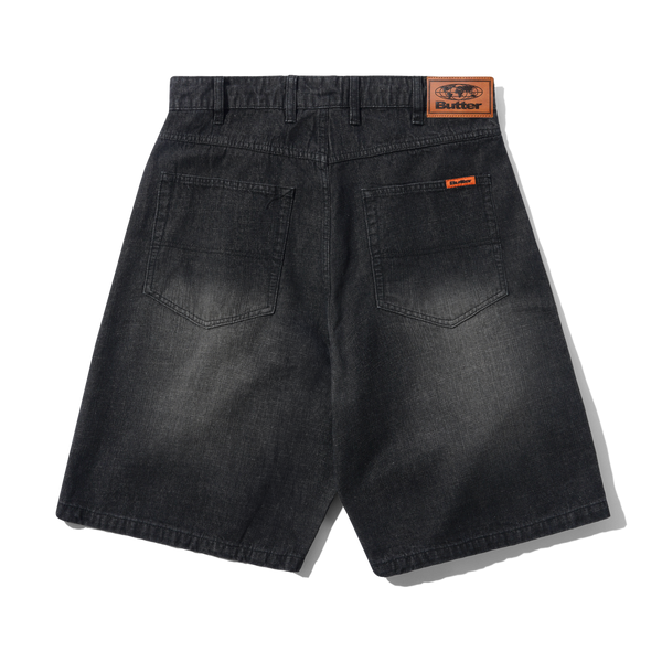 Butter Goods Baggy Denim Shorts, Slub Black