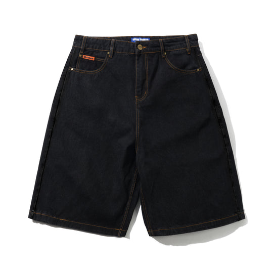 Baggy Denim Shorts, Washed Black