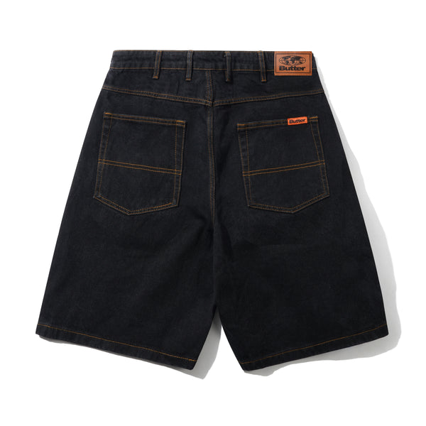 Butter Goods Baggy Denim Shorts, Washed Black