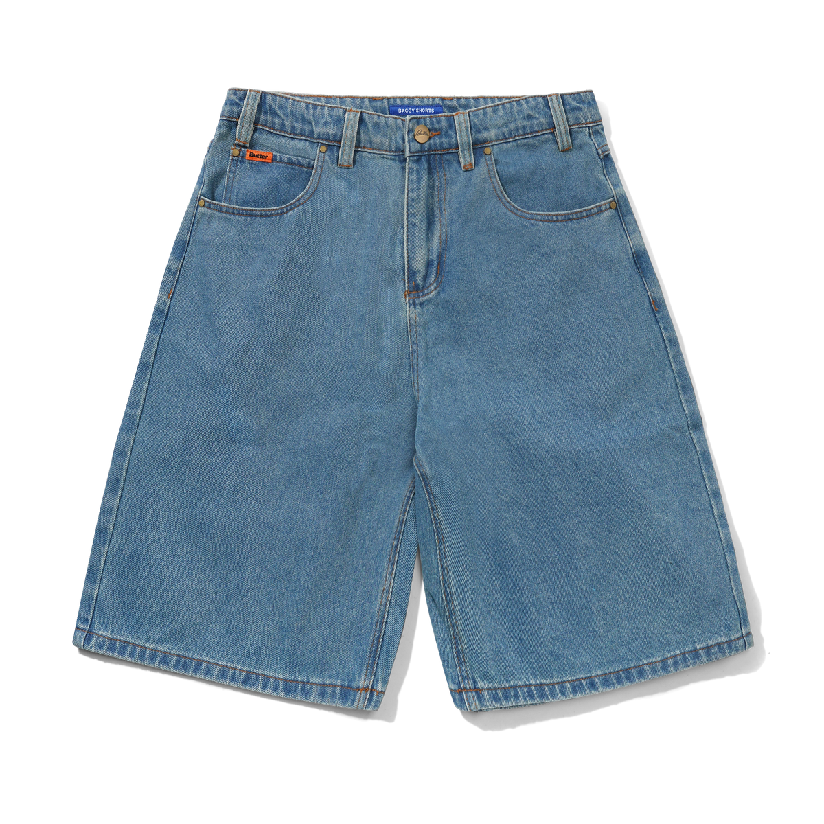 Baggy Denim Shorts, Washed Indigo