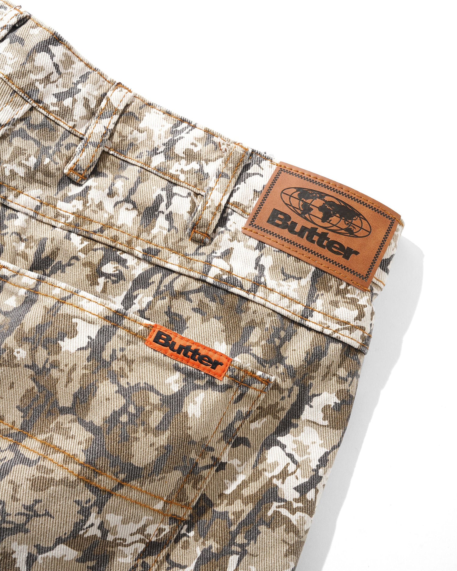 Bark Camo Denim Jeans, Tan