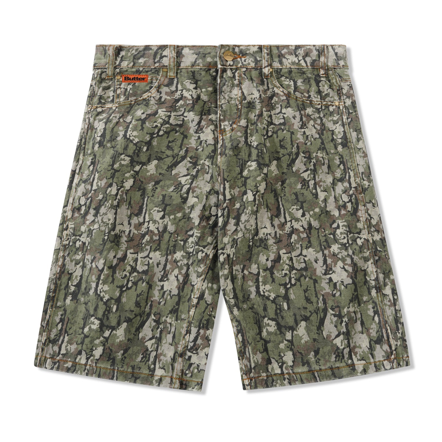 Bark Camo Denim Shorts, Army