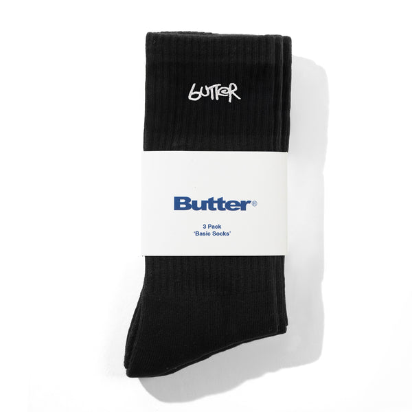 Butter Goods 3-Pack Basic Socks, Black