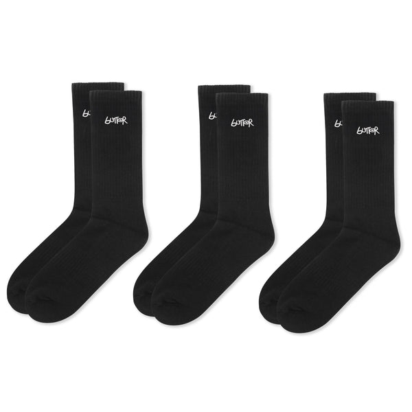 Butter Goods 3-Pack Basic Socks, Black