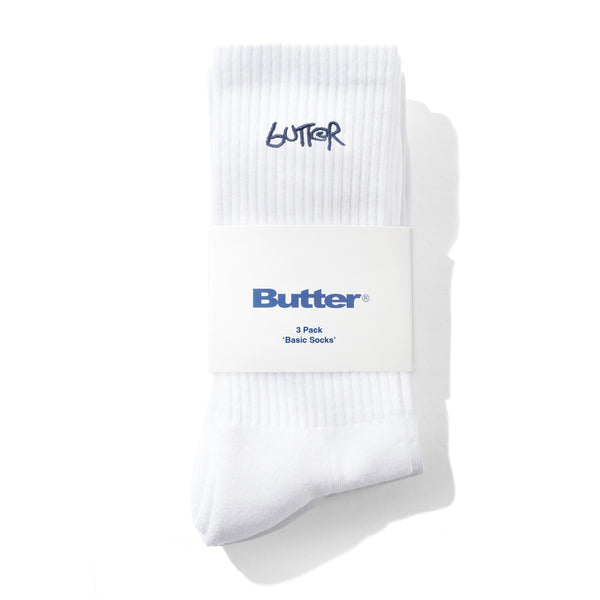 Butter Goods 3-Pack Basic Socks, White