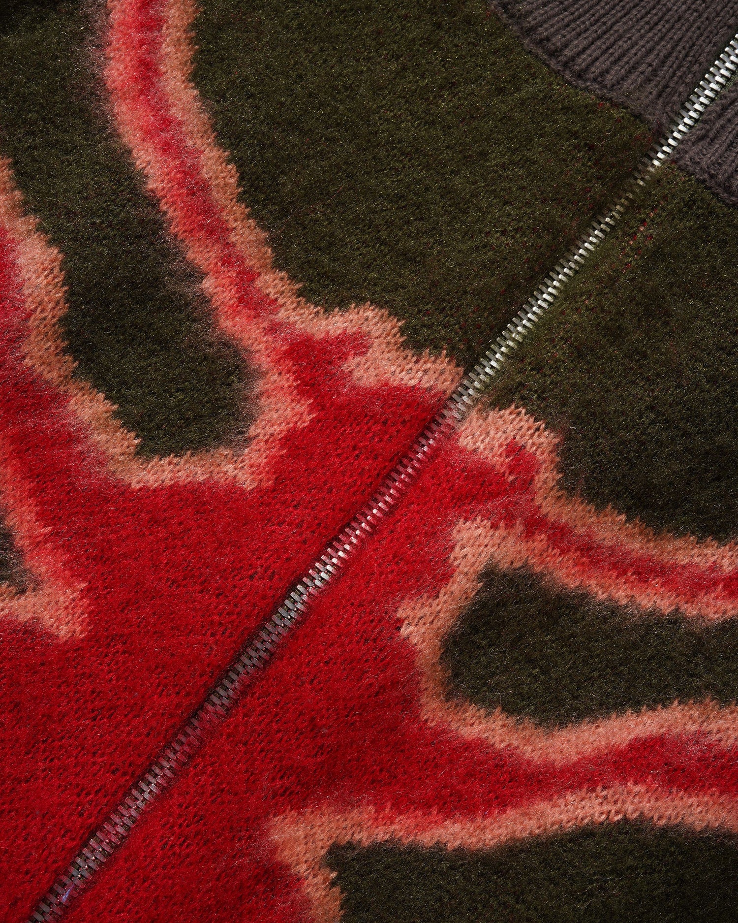 Beetle Zip-Thru Knit Sweater, Olive