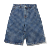 Big Grid Denim Shorts, Indigo