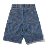 Big Grid Denim Shorts, Indigo