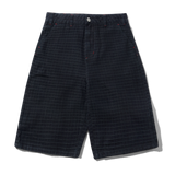 Big Grid Denim Shorts, Overdyed Black