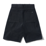 Big Grid Denim Shorts, Overdyed Black