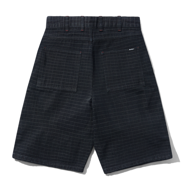 Butter Goods Big Grid Denim Shorts, Overdyed Black