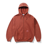 Bleach Waffle Zip-Thru Hood, Washed Rust