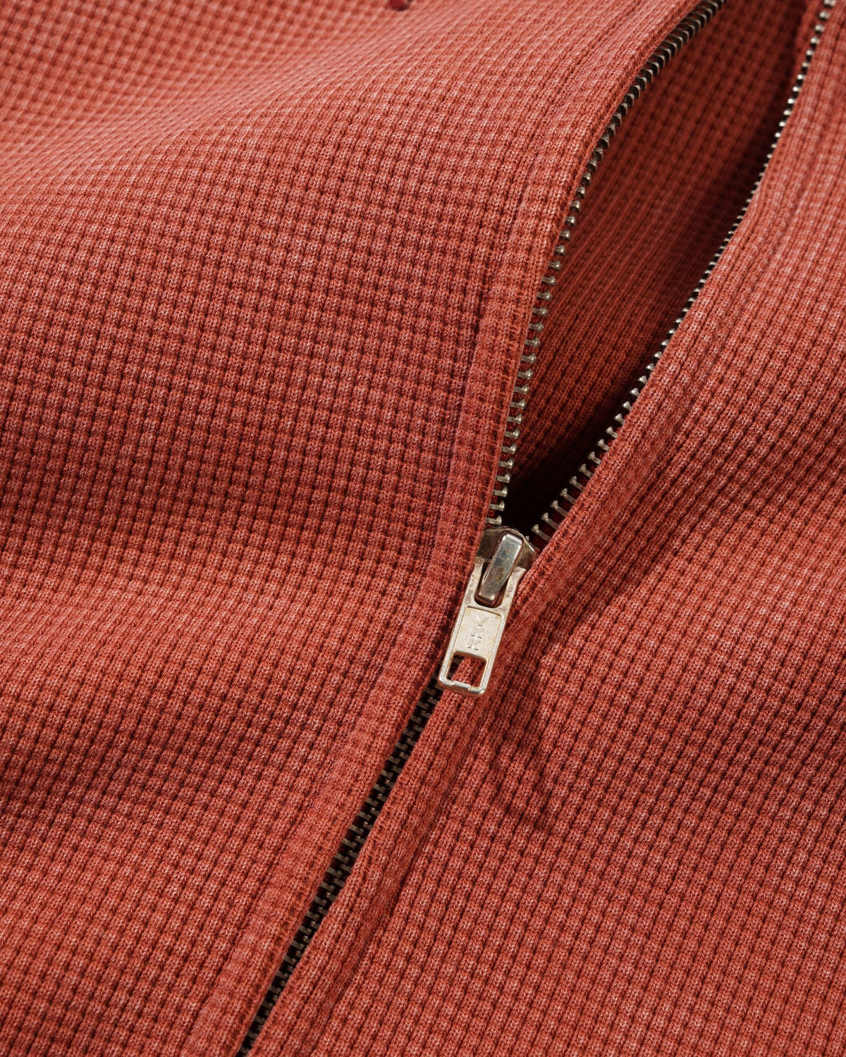 Bleach Waffle Zip-Thru Hood, Washed Rust
