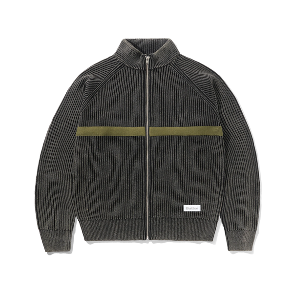 Butter Goods Bleach Zip-Thru Knit, Black