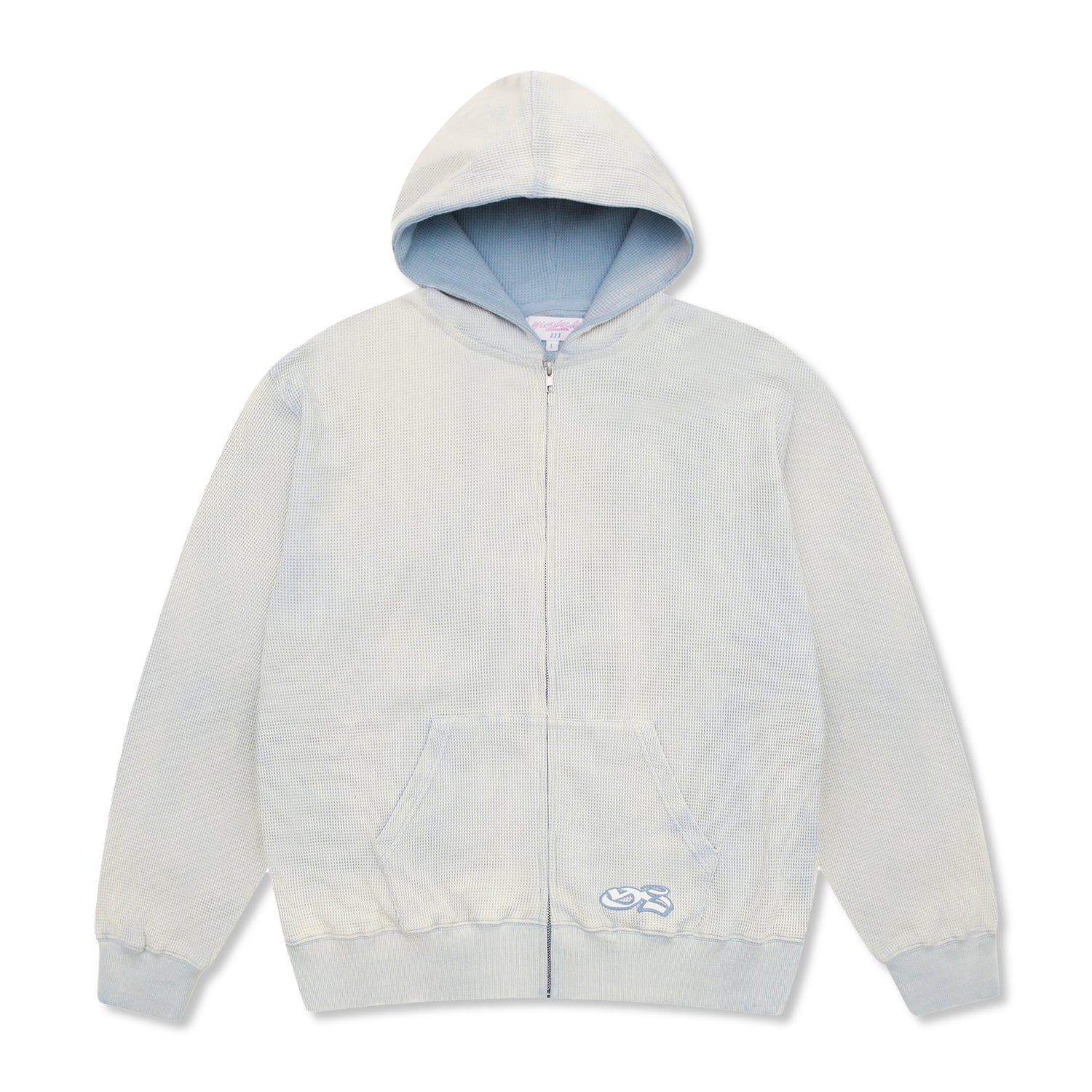 Bleached Waffle Pullover Hood, Blue