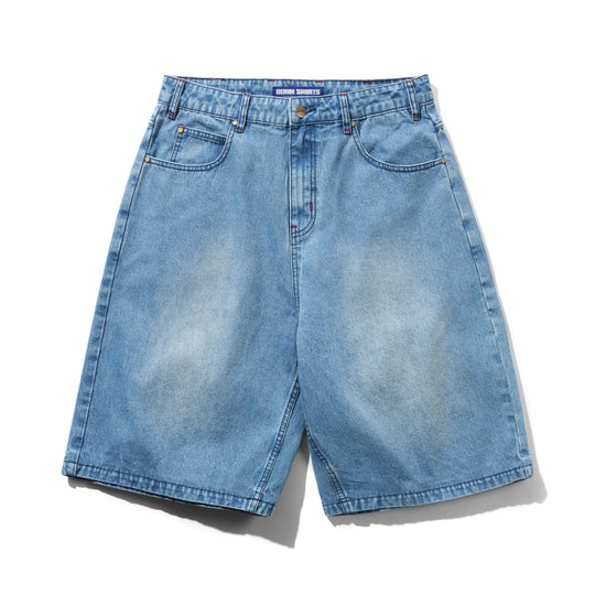 Blotch Denim Shorts, Streaky Blue