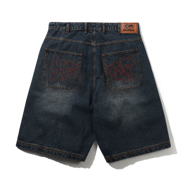 Butter Goods Blotch Denim Shorts, Streaky Navy