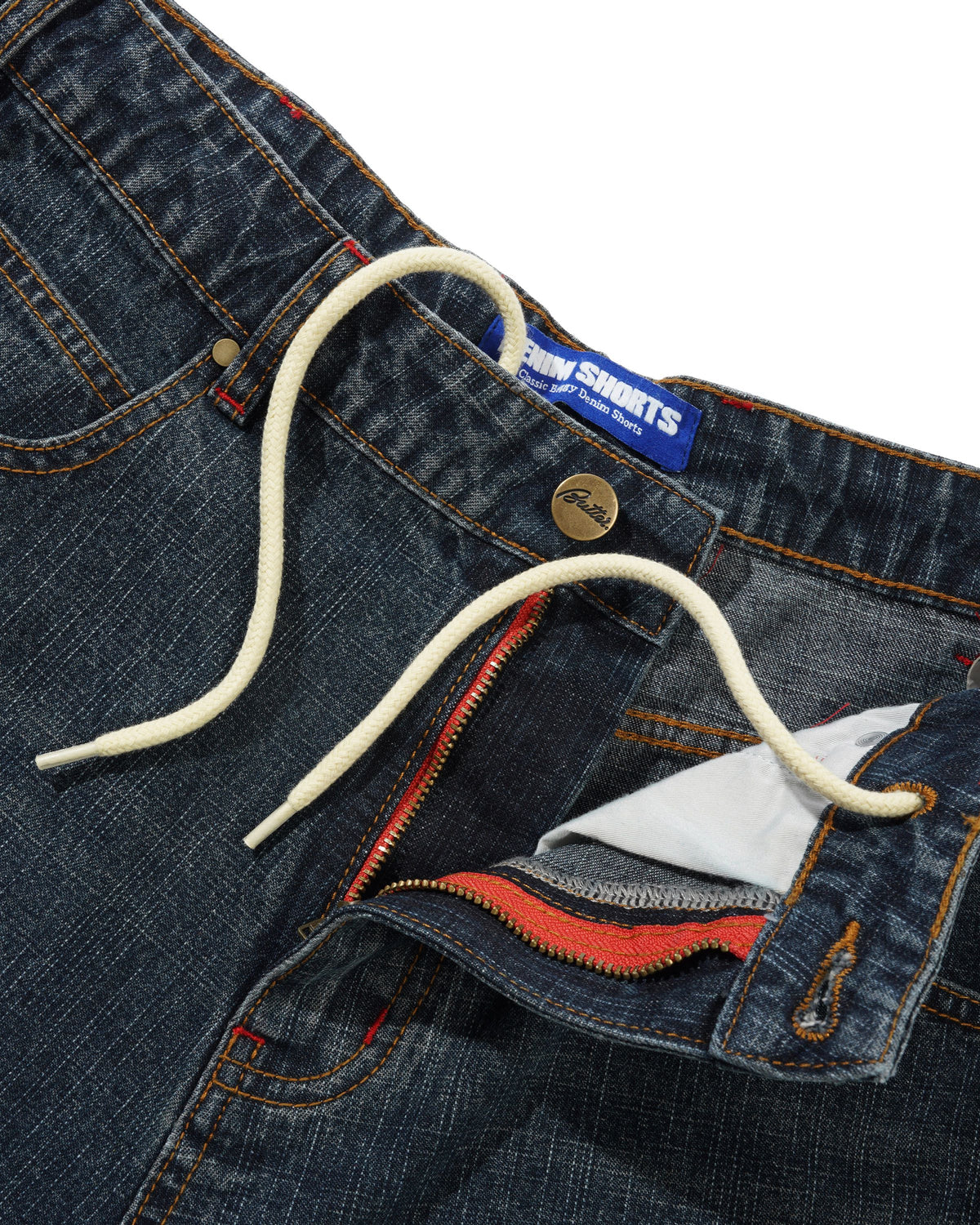 Blotch Denim Shorts, Streaky Navy