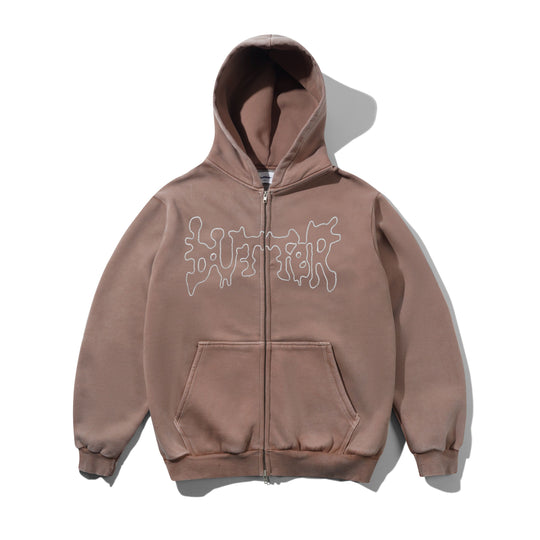 Blotch Zip-Thru Hood, Washed Berry