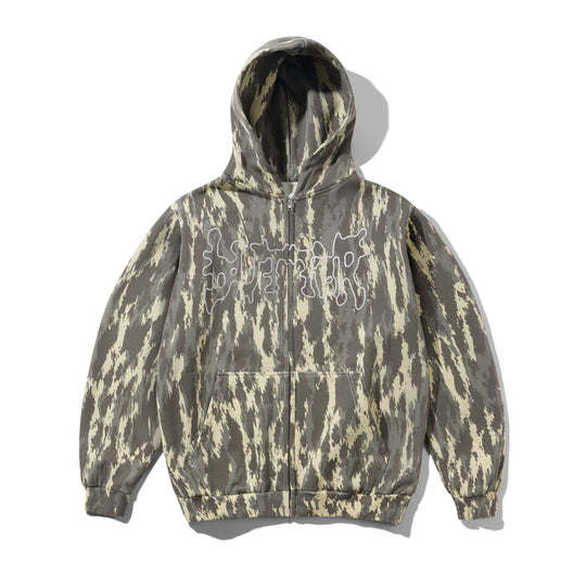 Blotch Zip-Thru Hood, Washed Camo