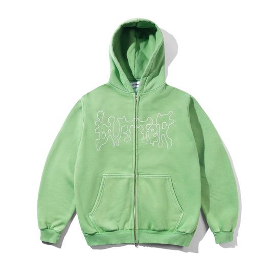 Blotch Zip-Thru Hood, Washed Green
