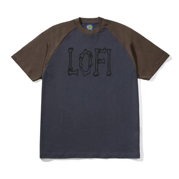 Lo-Fi Bones Raglan Tee, Navy / Brown