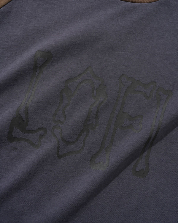 Lo-Fi Bones Raglan Tee, Navy / Brown