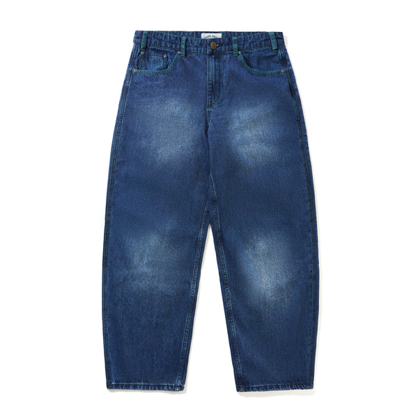 Cash Only Break Denim Jeans, Washed Slub Blue
