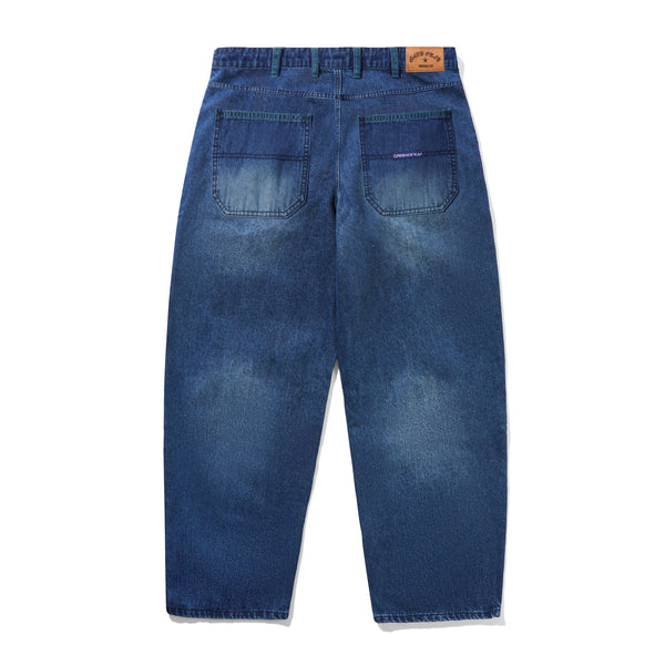 Cash Only Break Denim Jeans, Washed Slub Blue