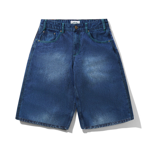 Cash Only Break Denim Shorts, Washed Slub Blue