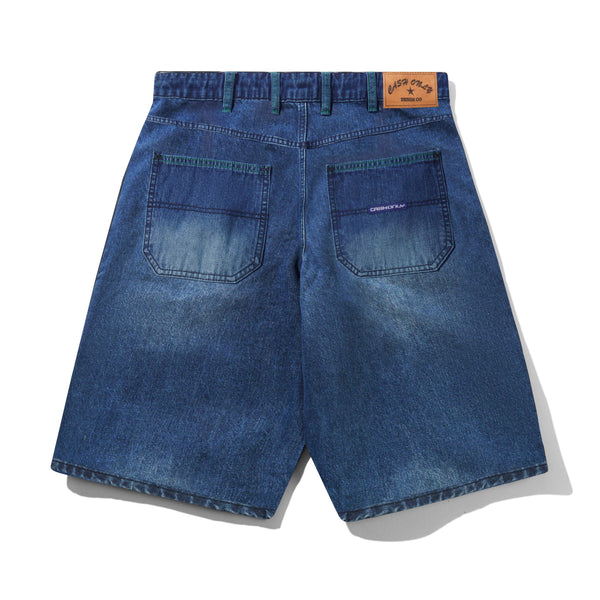 Cash Only Break Denim Shorts, Washed Slub Blue