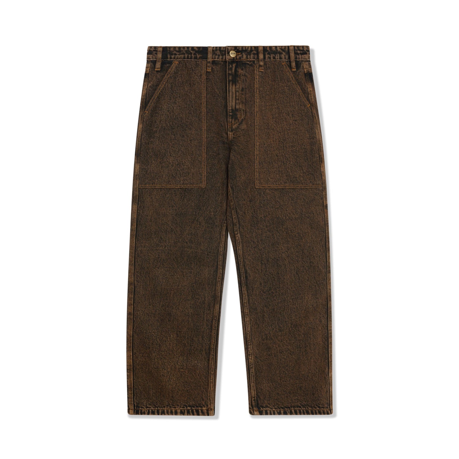 Breakdown Relaxed Denim Jeans, Acid Wash Brown