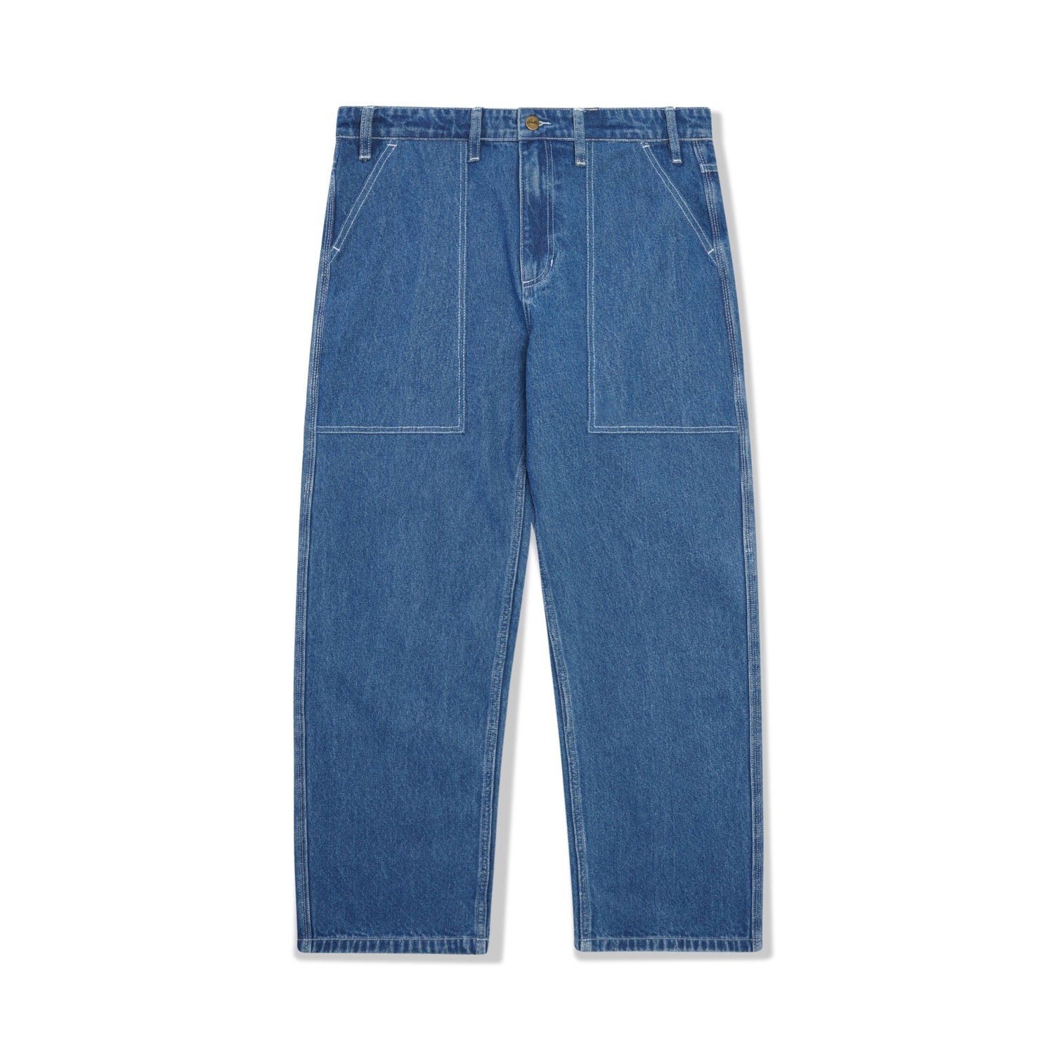 Breakdown Relaxed Denim Jeans, Solid Blue