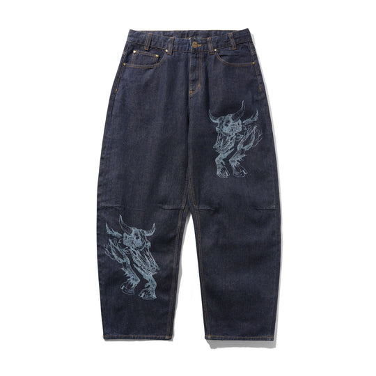 Bull Selvedge Denim Jeans, Raw Indigo
