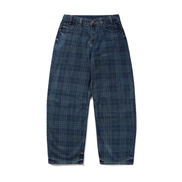 Butter Goods Burn Wide Cut Denim Jeans, Dark Indigo Plaid